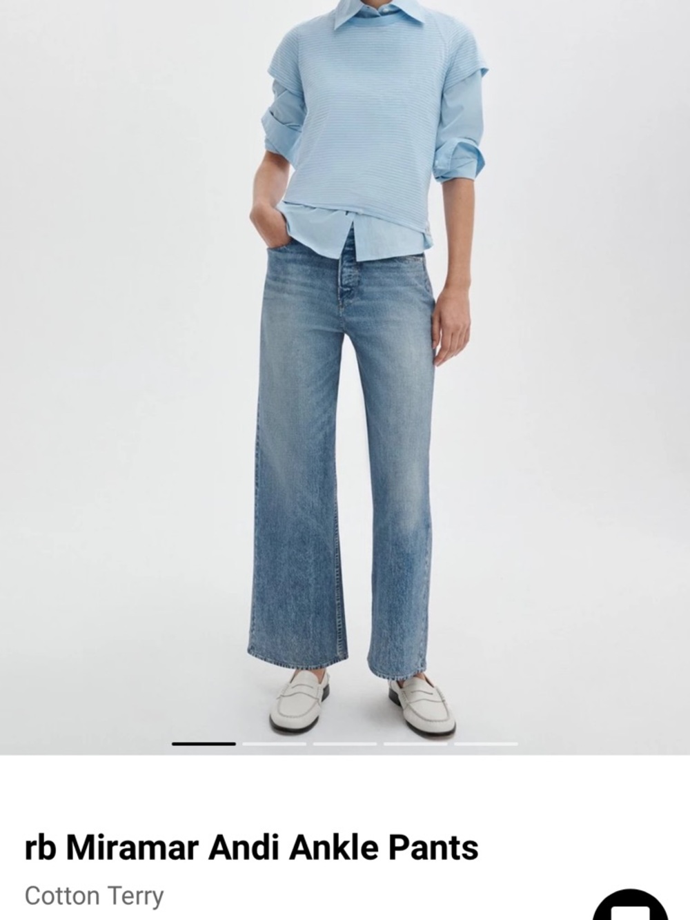 rag & bone Washed Blue Wide-Leg Ankle Jeans